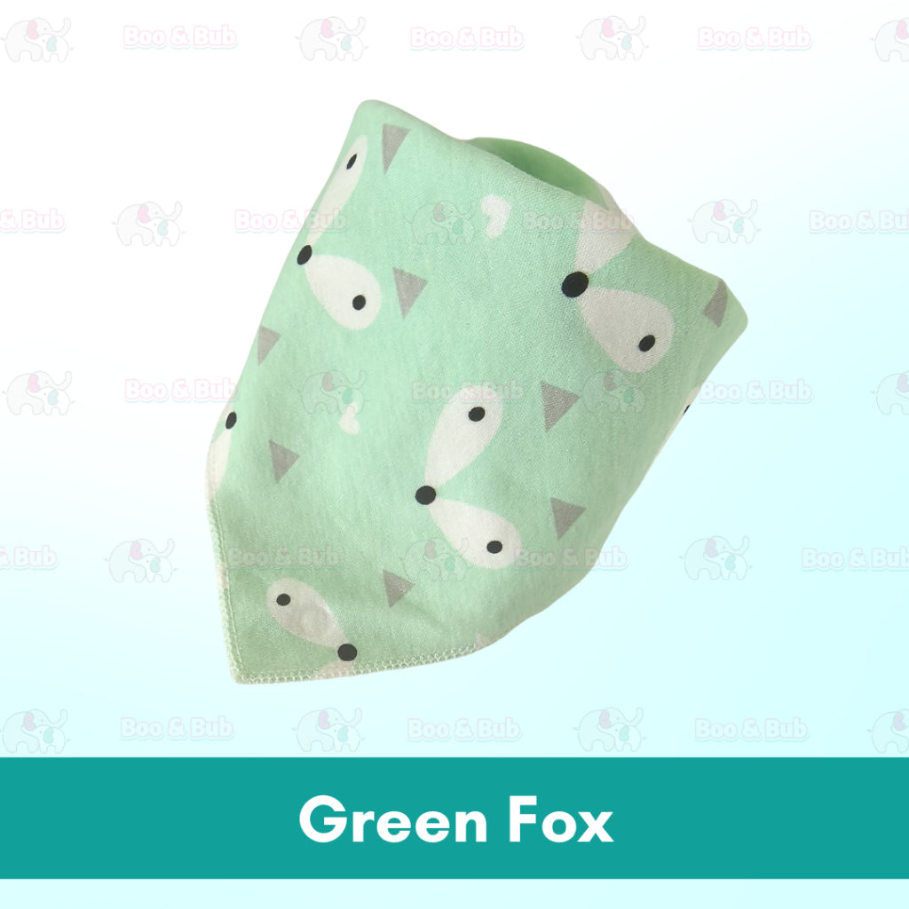 Baby Cotton Triangle Bibs | Toddler newborn Bib With Button | double layers Cartoon Character Animal Print - Boo & Bub