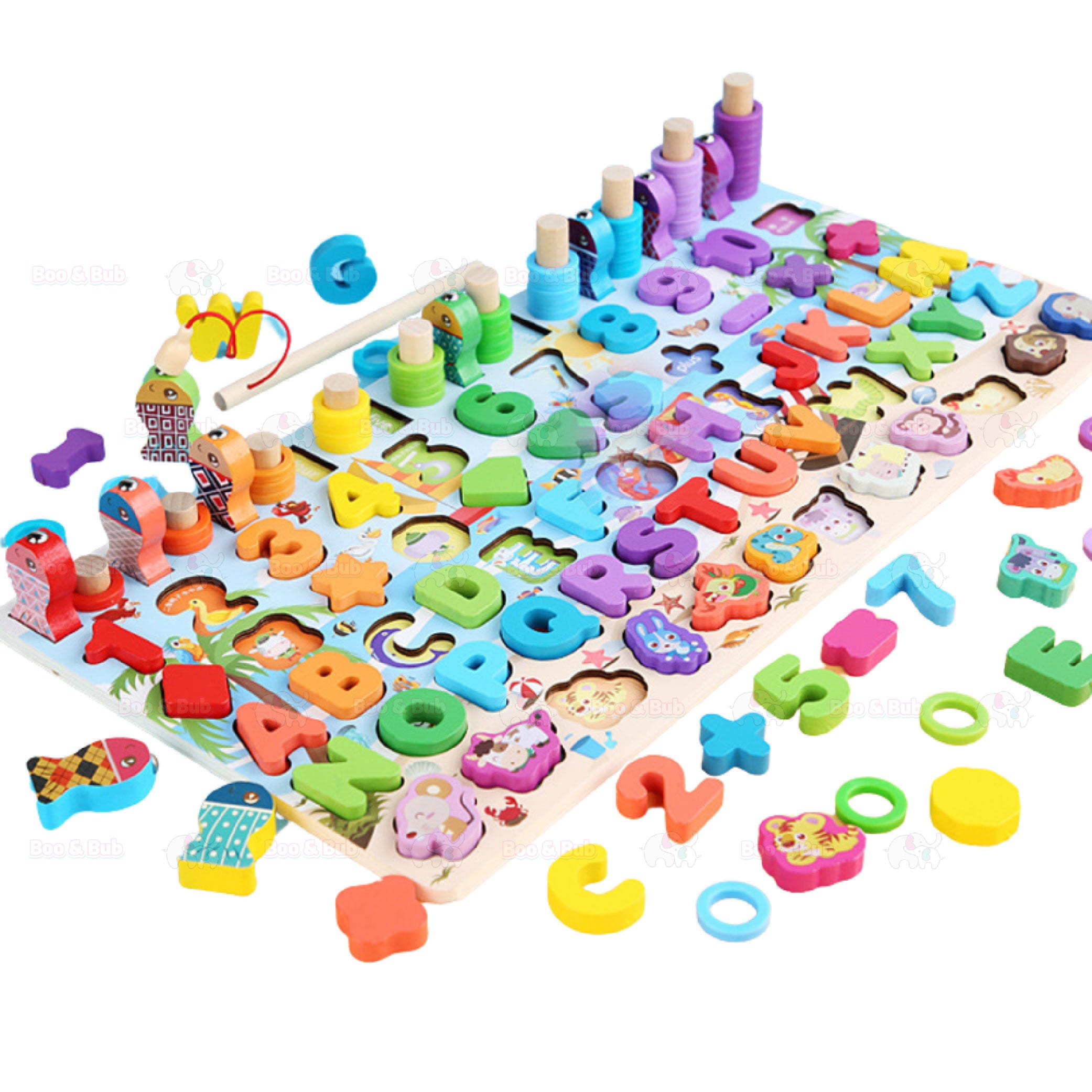 Kids Matching Wooden Board Puzzle Toy Montessori Alphabet Letter Number board - Boo & Bub