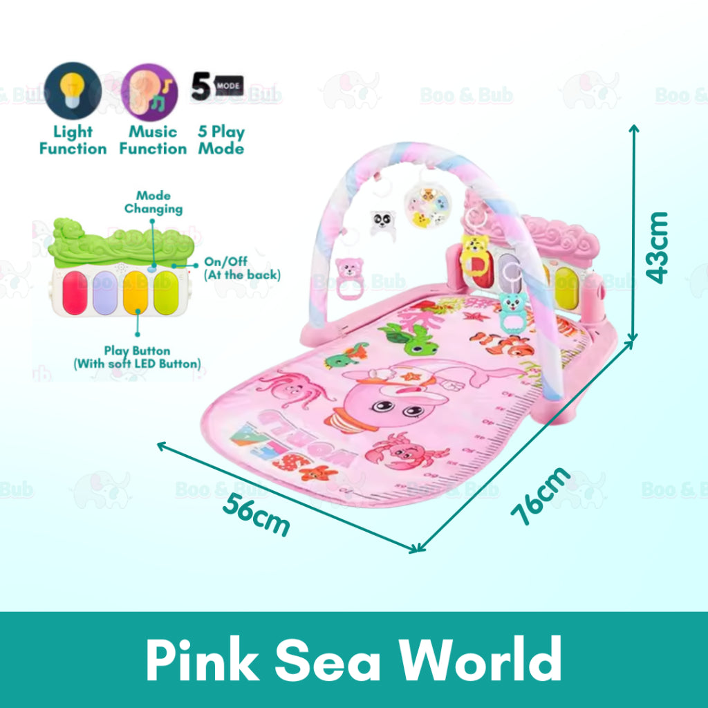 Music Baby Gym Piano Play Mat | Infant Crawling Activity Bed Toddler Exercise Fitness Rattle | Tilam Mainan Bayi - Boo & Bub