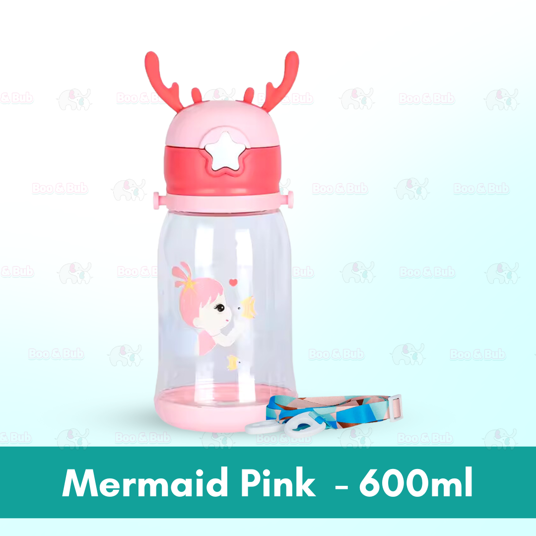 Kids Water Bottle BPA FREE 480ml with Drinking Straw Water Tumbler |  Leakproof Water Bottles Outdoor School - Boo & Bub