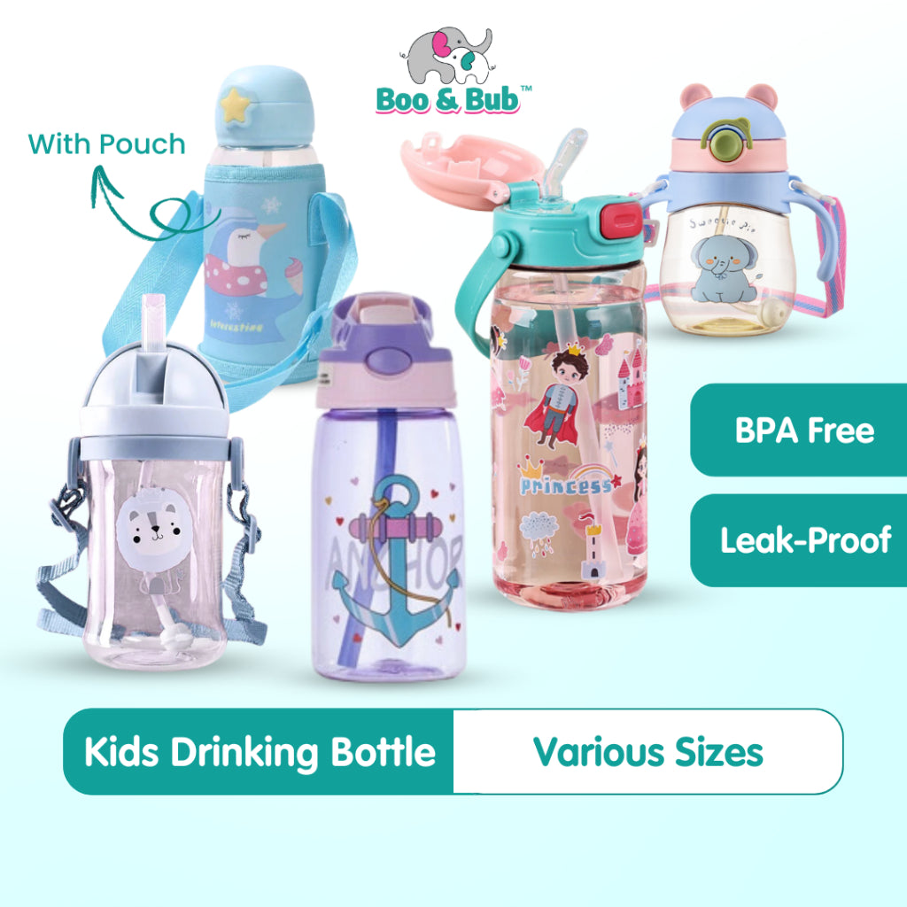 Kids Water Bottle BPA FREE 480ml with Drinking Straw Water Tumbler |  Leakproof Water Bottles Outdoor School - Boo & Bub