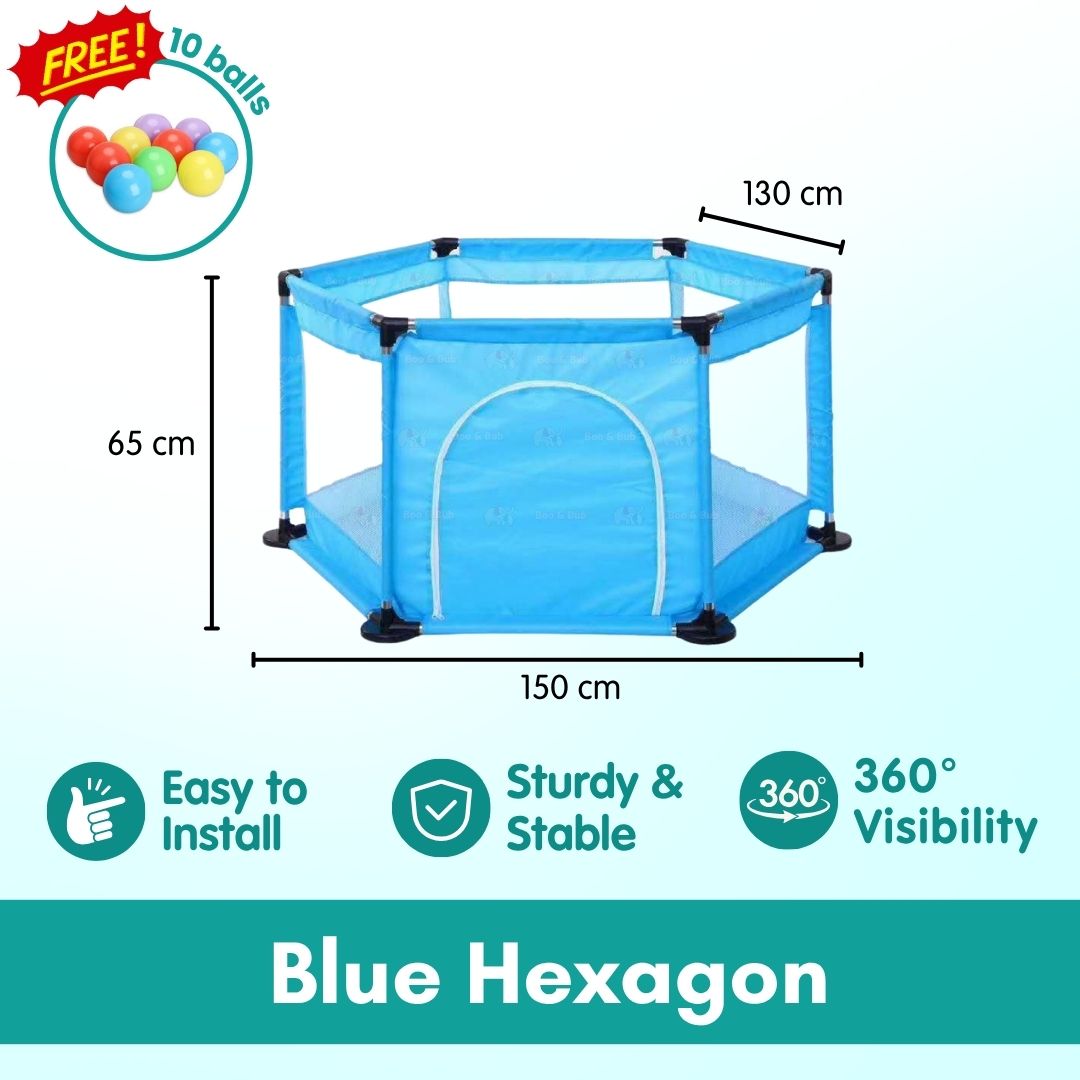 Children's Playpen Fench | Baby Toddler Children Net Playground Hexagon Barrier Baby Child Safety Kids Ocean Ball - Boo & Bub