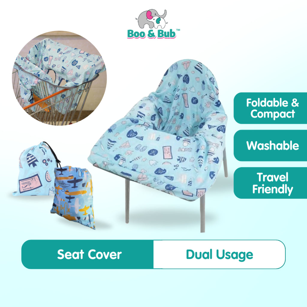 Boo&Bub High Chair Cover | Washable Shopping Cart Cover | Trolley Cover Baby HighChair - Boo & Bub