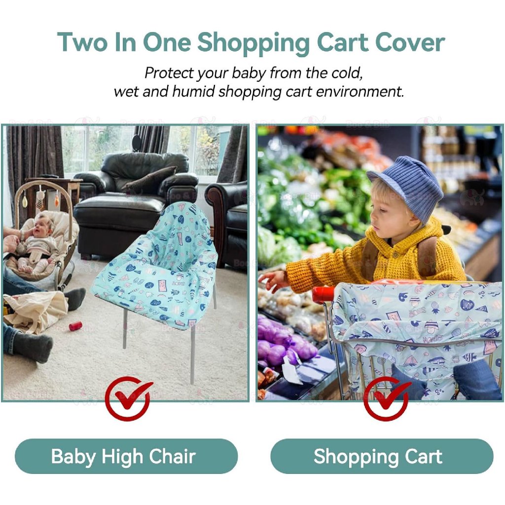 Boo&Bub High Chair Cover | Washable Shopping Cart Cover | Trolley Cover Baby HighChair - Boo & Bub