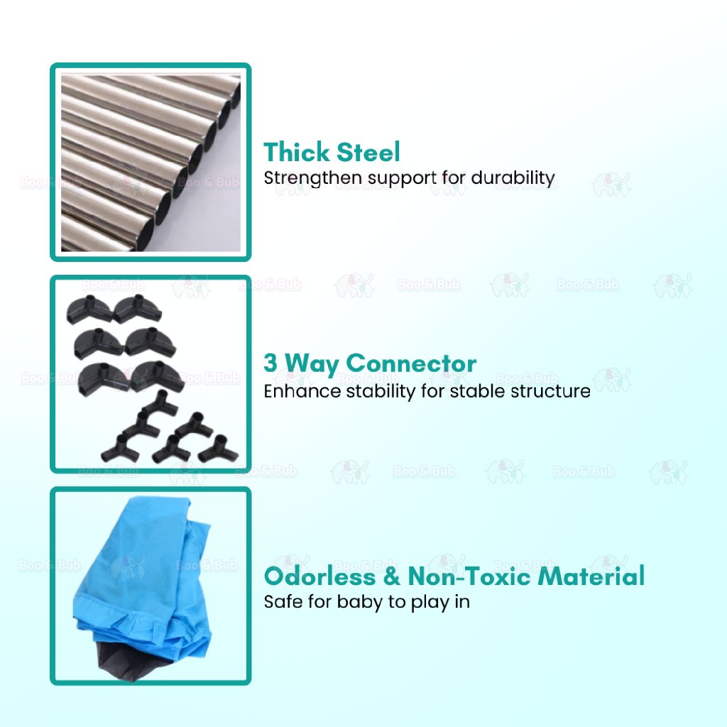 Boo&Bub Foldable Hexagon Playpen Playground Kids Indoor Baby Play Fence Kids Safety Play Yard Pagar Kanak Mainan Playpen - Boo & Bub