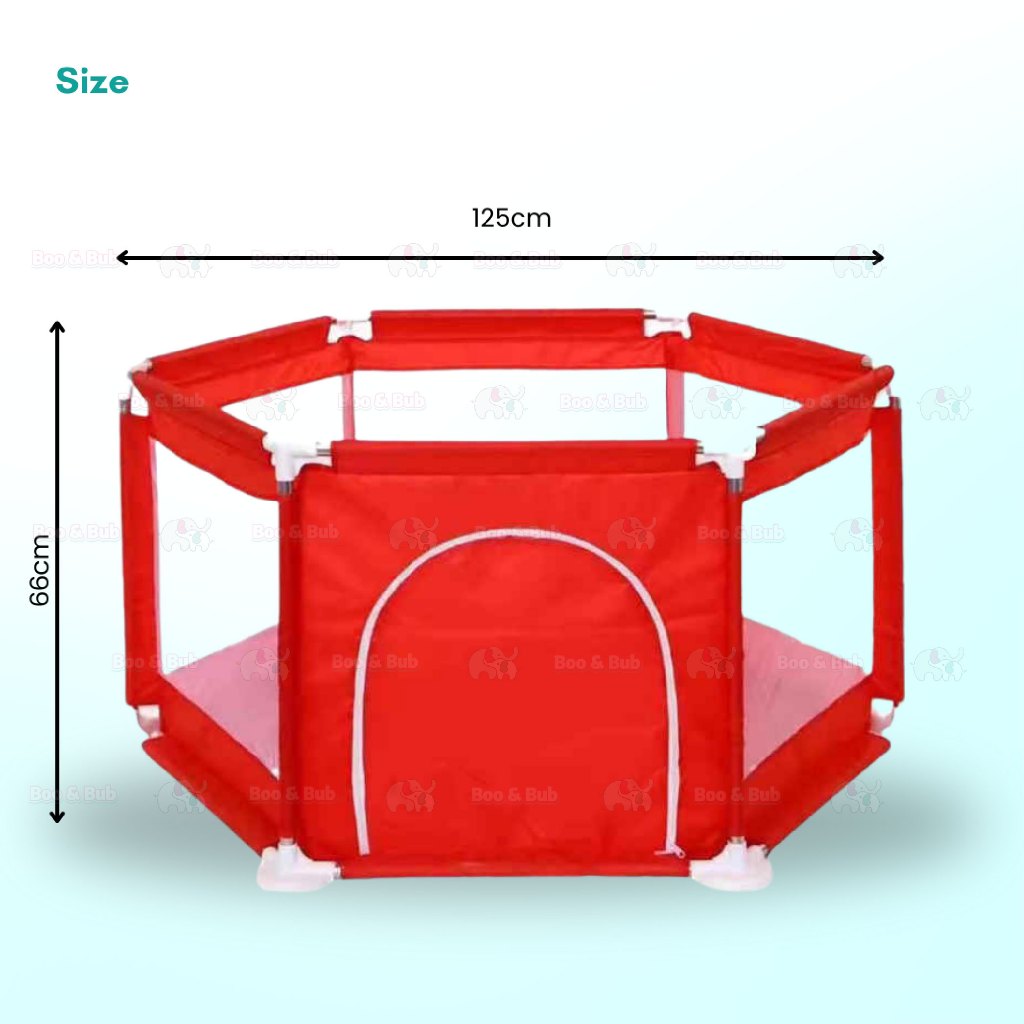 Boo&Bub Foldable Hexagon Playpen Playground Kids Indoor Baby Play Fence Kids Safety Play Yard Pagar Kanak Mainan Playpen - Boo & Bub