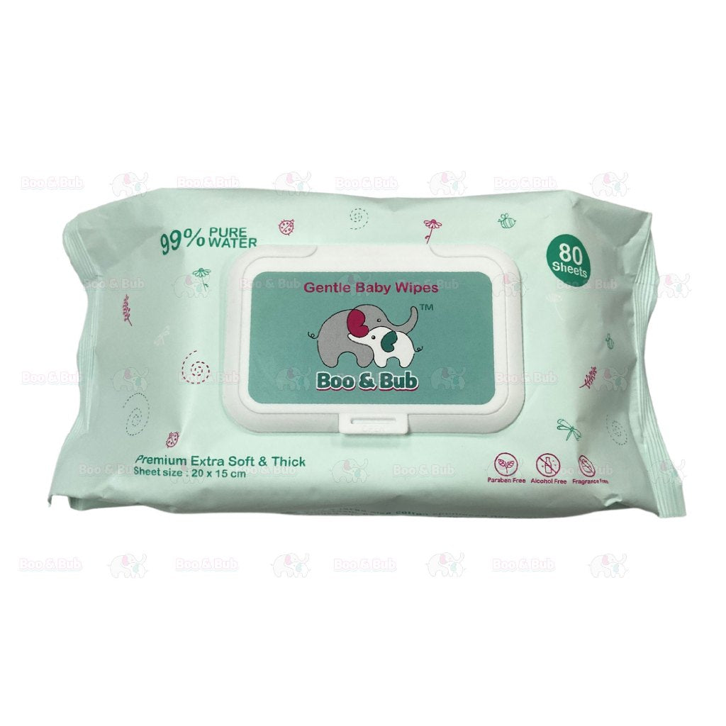 Boo&Bub 80pcs Non alcohol BABY WIPES Wet Tissue Baby wet wipe multipurpose tisu basah baby tissue basah wet tisu 婴儿湿纸巾 - Boo & Bub