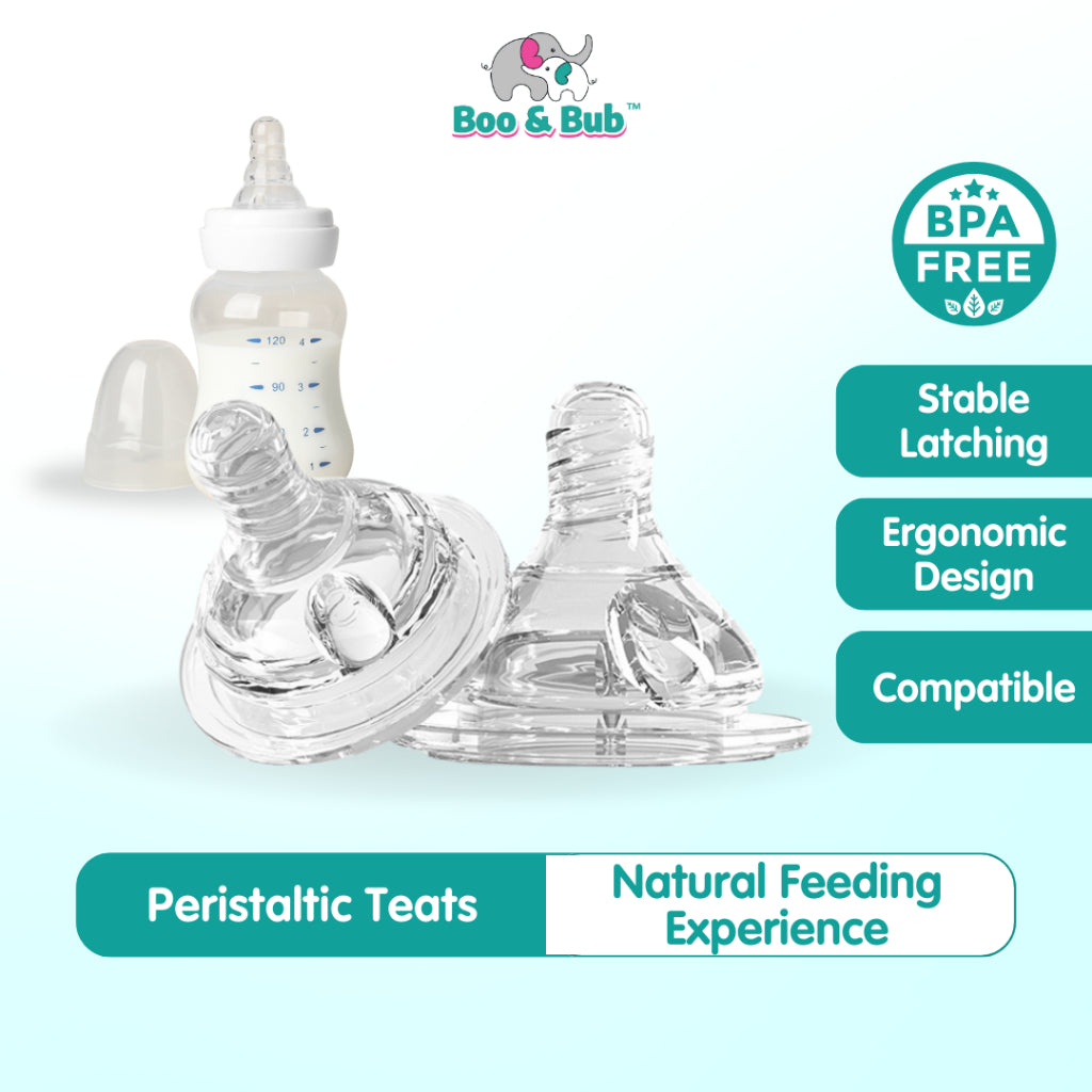 Boo&Bub Peristaltic Teat Silicone Gel Wide Mouth Thick Baby Infant Kids Teether Care Milk Feeding Bottle Pacifier Teat - Boo & Bub