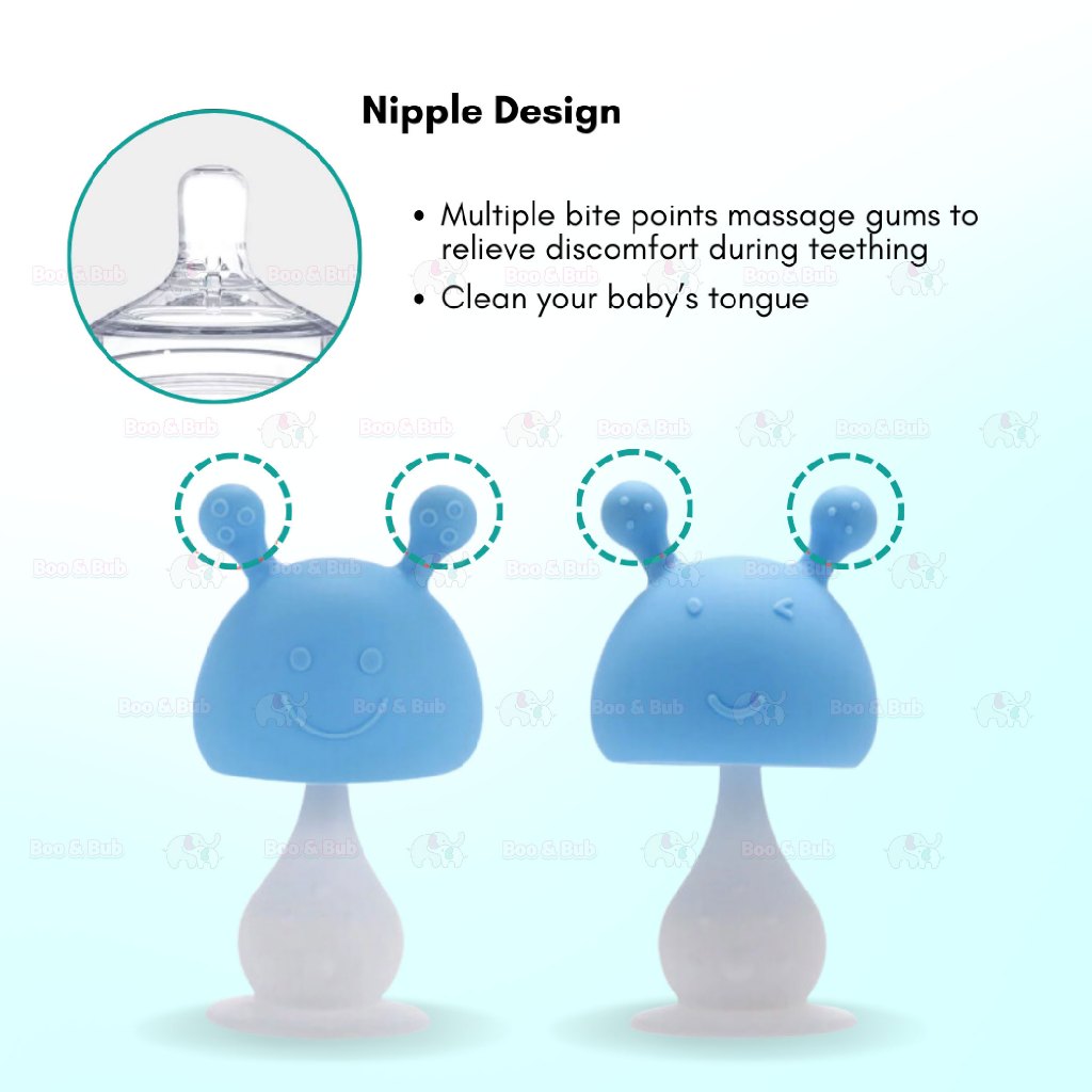 Boo&Bub Baby Teether Toys Rattle Mushroom Shape Baby Teether Silicone - Boo & Bub