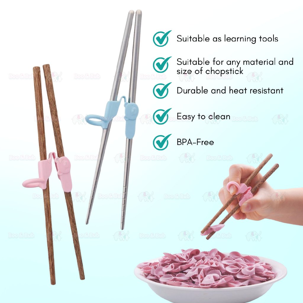 Boo&Bub Reusable Chopstick Holder | Helpers Trainer Hinge Practice Connector for Training Chopsticks - Boo & Bub