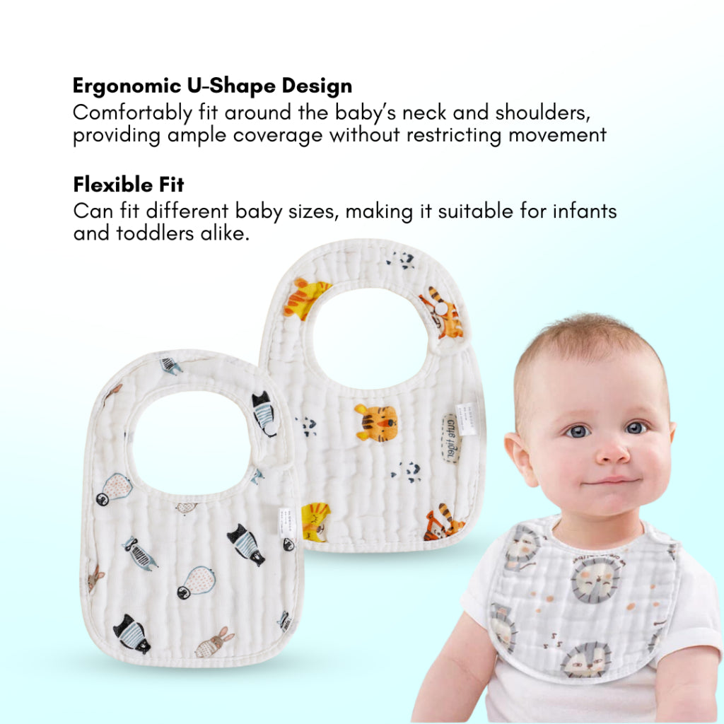 Boo&Bub 8-layer U-shaped Waterproof Saliva Towel Waterproof Bib Baby Cotton Saliva Towel - Boo & Bub