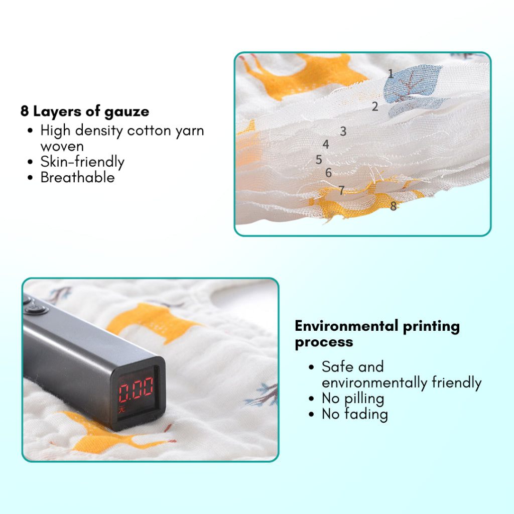 Boo&Bub 8-layer U-shaped Waterproof Saliva Towel Waterproof Bib Baby Cotton Saliva Towel - Boo & Bub