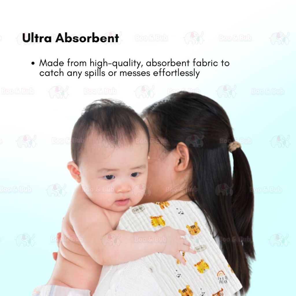 Boo and Bub Baby Burp Towel Cantik Baby Berkualiti High Absorbent High Density 50cmx25cm 6 Layer Sapu Tangan Bayi - Boo & Bub