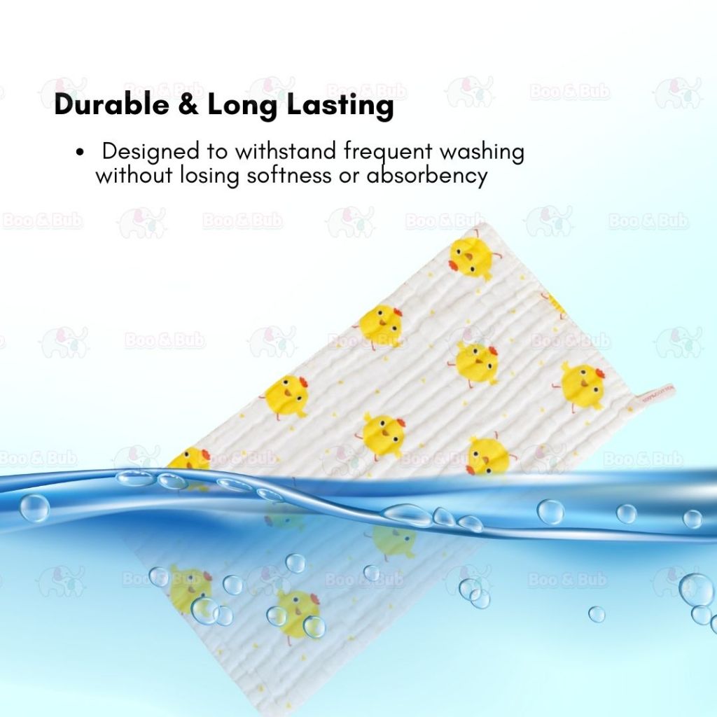 Boo and Bub Baby Burp Towel Cantik Baby Berkualiti High Absorbent High Density 50cmx25cm 6 Layer Sapu Tangan Bayi - Boo & Bub