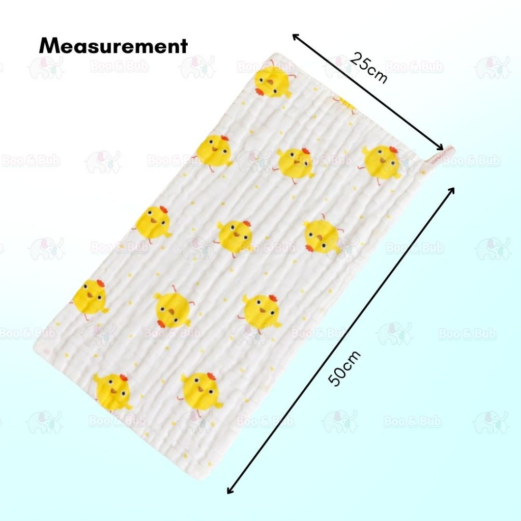 Boo and Bub Baby Burp Towel Cantik Baby Berkualiti High Absorbent High Density 50cmx25cm 6 Layer Sapu Tangan Bayi - Boo & Bub