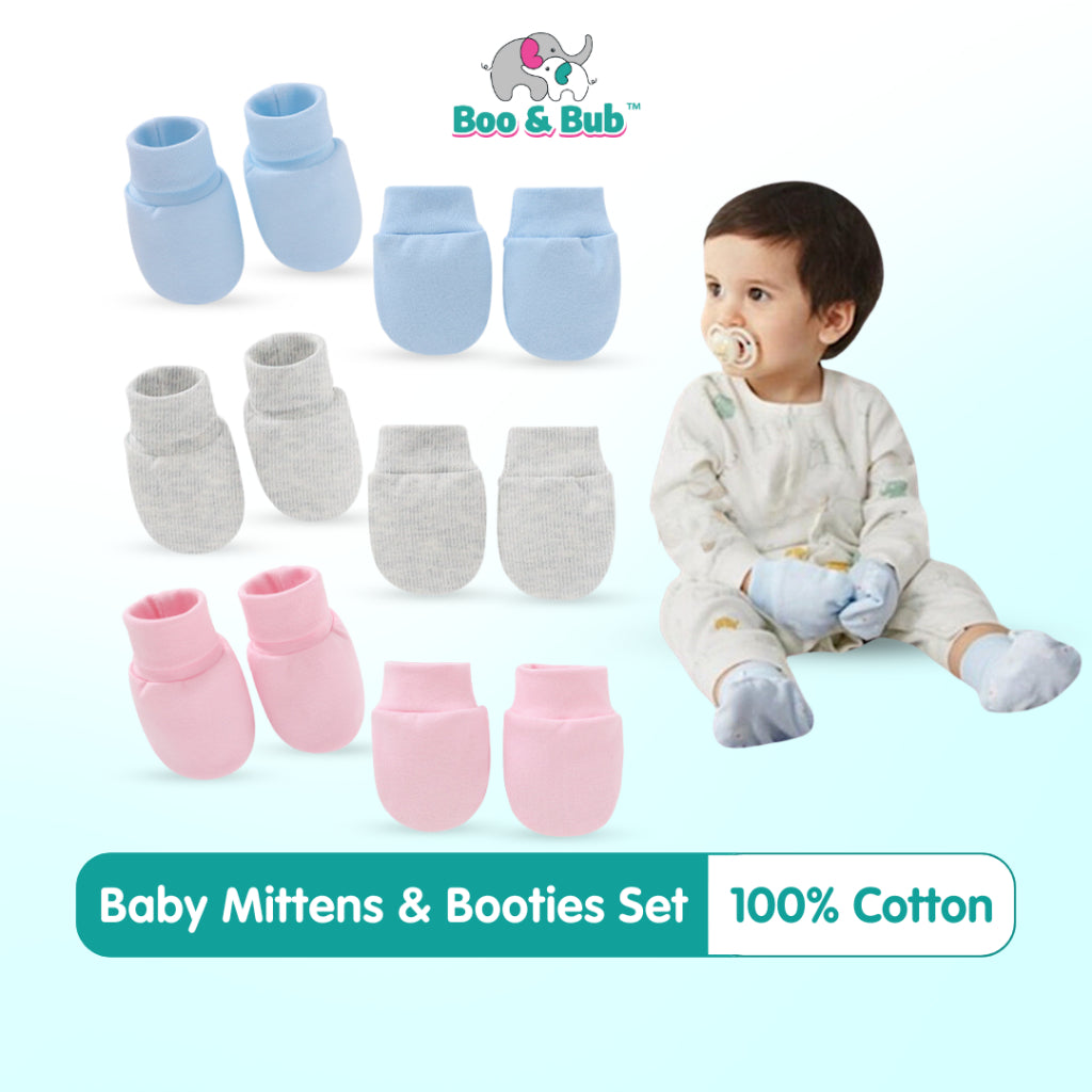 Boo&Bub Newborn Baby Mittens Infant Toddler Gloves No Scratch Mittens Unisex Cotton Gloves for 0-6 Months Baby Boys Girl - Boo & Bub