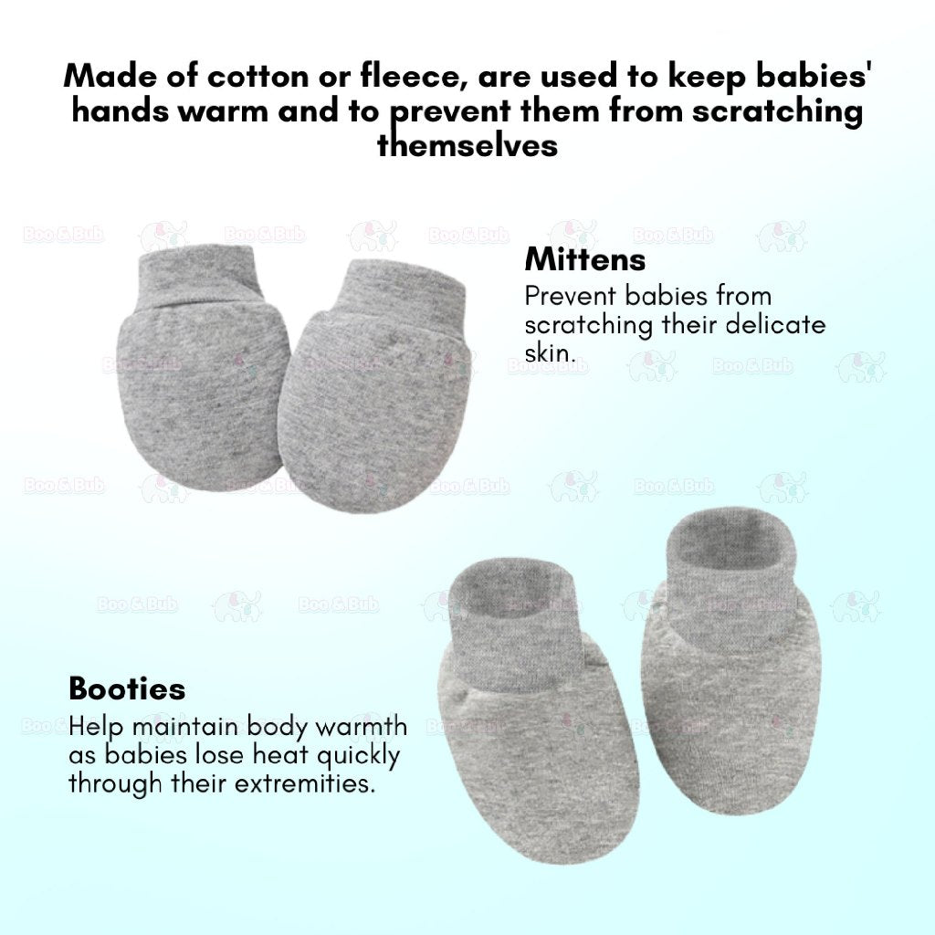 Boo&Bub Newborn Baby Mittens Infant Toddler Gloves No Scratch Mittens Unisex Cotton Gloves for 0-6 Months Baby Boys Girl - Boo & Bub