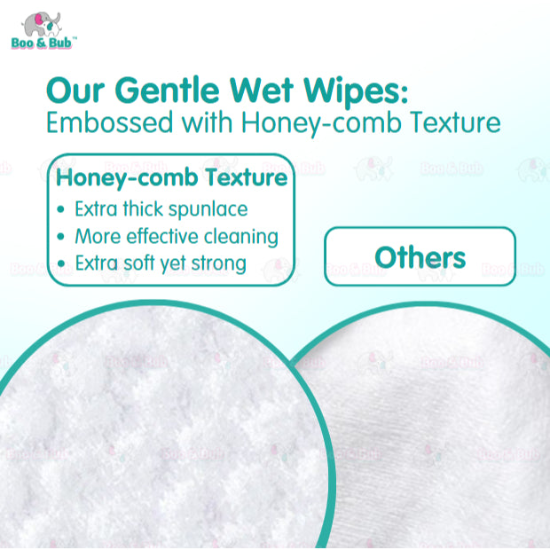 Boo&Bub 20pcs Premium Honey Comb Non alcohol BABY WIPES Baby wet wipe tisu basah baby tissue basah wet tisu baby ε©΄εΏζΉΏηΊΈε·Ύ - Boo & Bub