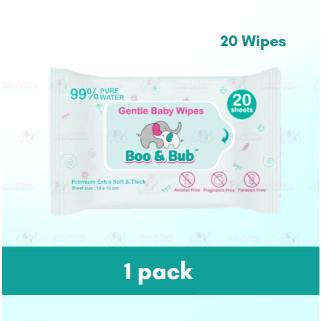 Boo&Bub 20pcs Premium Honey Comb Non alcohol BABY WIPES Baby wet wipe tisu basah baby tissue basah wet tisu baby ε©΄εΏζΉΏηΊΈε·Ύ - Boo & Bub