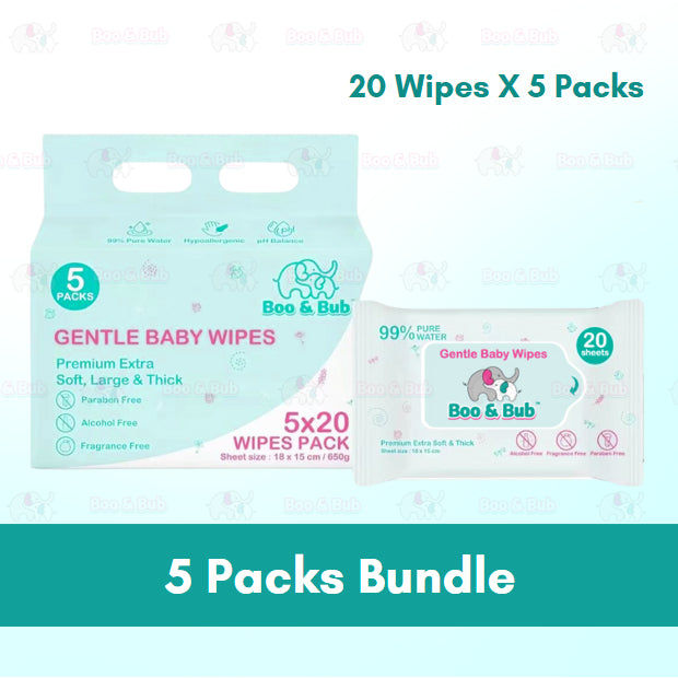 Boo&Bub 20pcs Premium Honey Comb Non alcohol BABY WIPES Baby wet wipe tisu basah baby tissue basah wet tisu baby ε©΄εΏζΉΏηΊΈε·Ύ - Boo & Bub