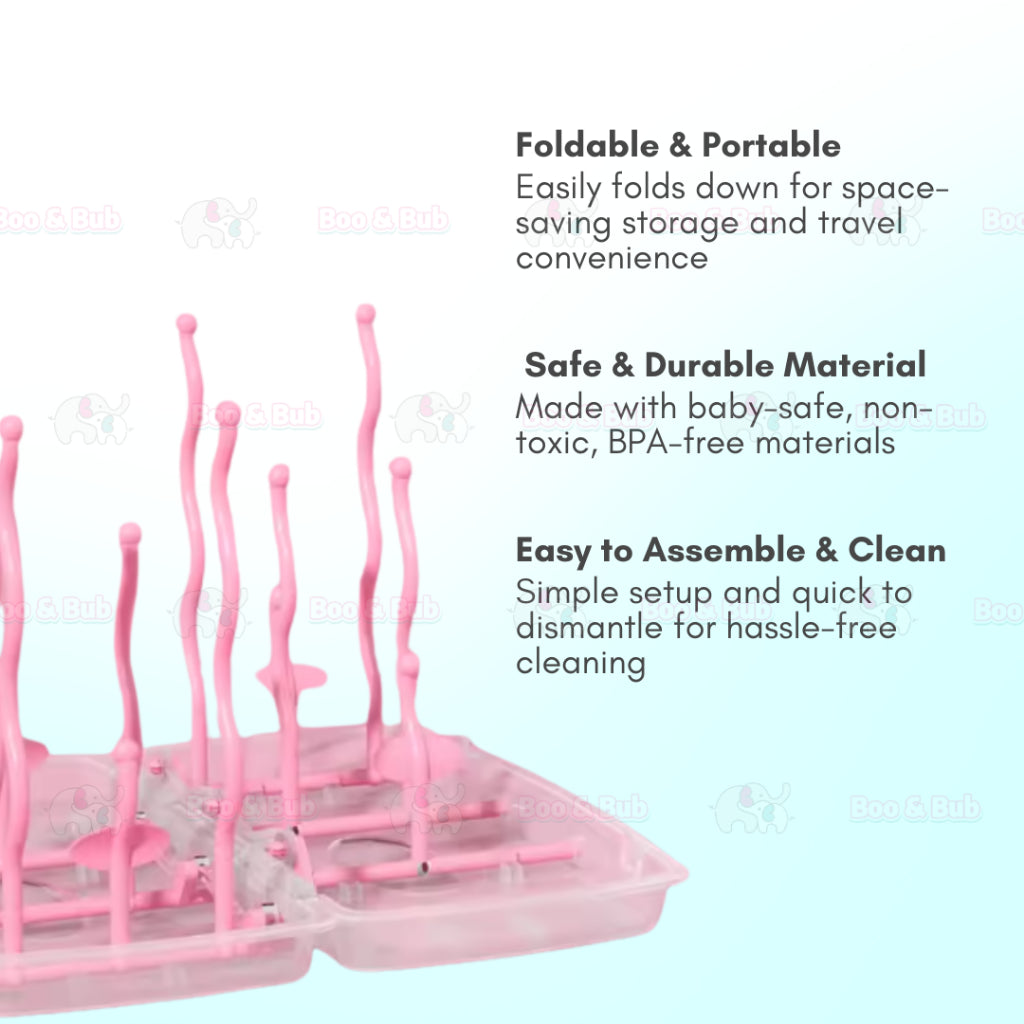 Boo&Bub Foldable Baby Bottle Drying Rack Bottle Stand Pacifier Feeding Bottle Storage Rak Botol Susu Bayi - Boo & Bub