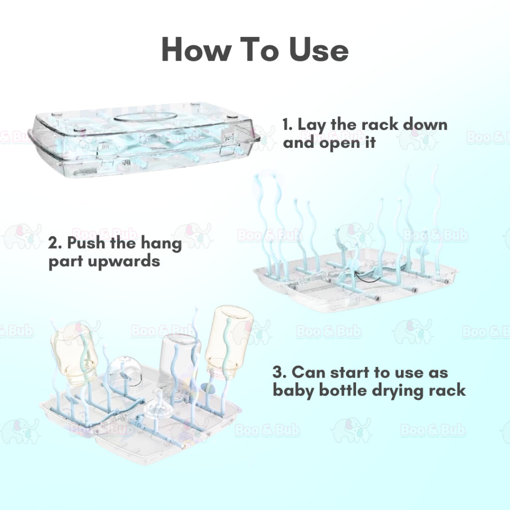 Boo&Bub Foldable Baby Bottle Drying Rack Bottle Stand Pacifier Feeding Bottle Storage Rak Botol Susu Bayi - Boo & Bub