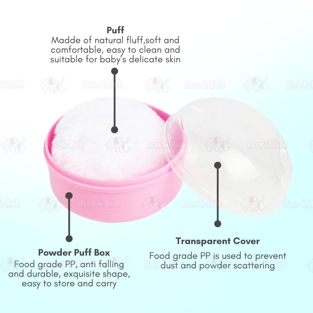 Boo&bub Portable Baby Powder Puff Sponge Container Case Box Baby Powder Case Talcum Powder Puff Bekas Bedak Bayi ε©΄εΏη½θΊ«η²η - Boo & Bub