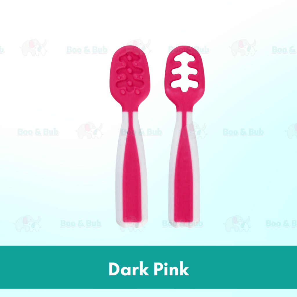 Boo & Bub Baby's First First Dipping Spoons Baby Pre-Spoon Set 2 Stag6M+ Baby First Spoon BPA FREE Safe PP Material - Boo & Bub