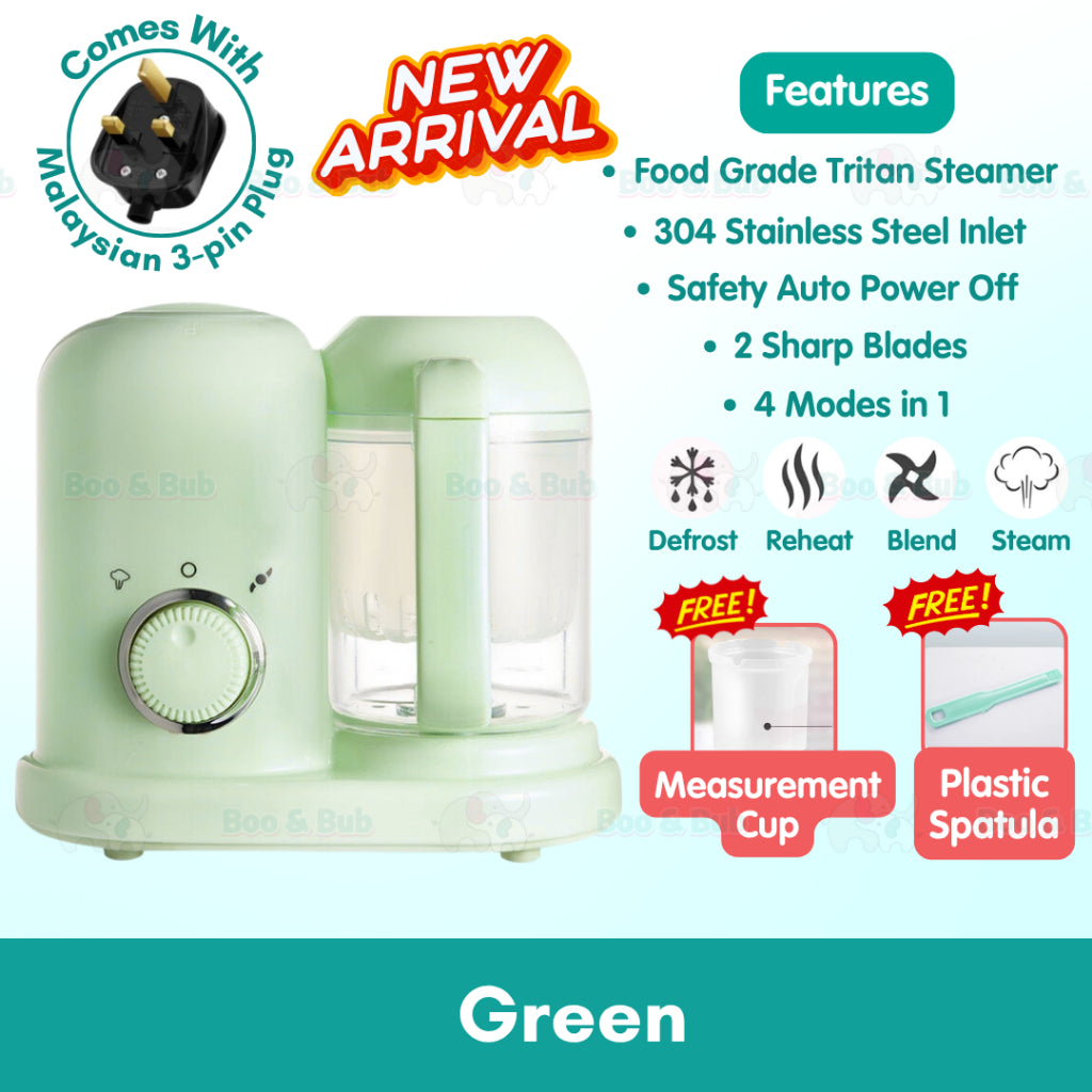 Boo&Bub Baby Food Processor 4 in 1 Baby Food Blender Makanan Baby Blender Baby Food Processor Steamer Mixer Grinder - Boo & Bub
