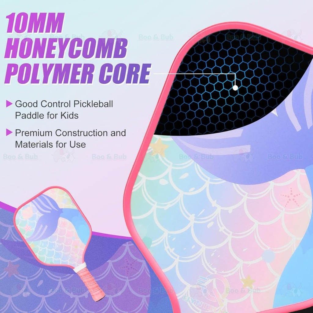 Boo & Bub Kids Pickleball Paddle Glass Fiber Racket for Kids Kid Beginners & Pros - Boo & Bub