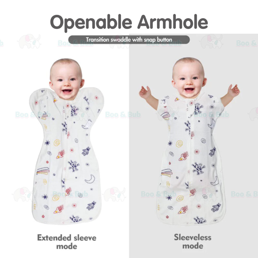 Boo&Bub Zip Swaddle Sleeping Bag Newborn Baby Wrap Cotton Bedung Bayi Bayi Baru Lahir | Bedung Zip Bayi | 婴儿睡袋 包被 拉链款 - Boo & Bub