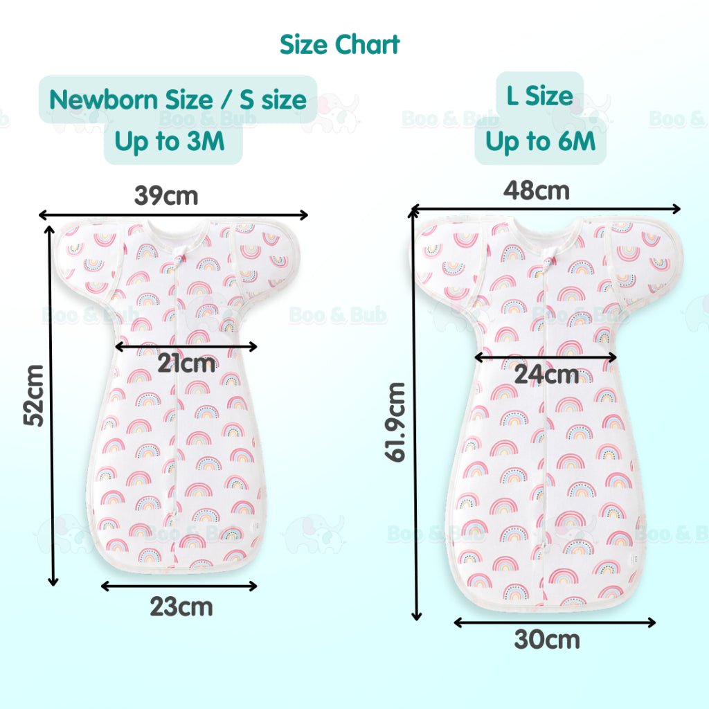 Boo&Bub Zip Swaddle Sleeping Bag Newborn Baby Wrap Cotton Bedung Bayi Bayi Baru Lahir | Bedung Zip Bayi | 婴儿睡袋 包被 拉链款 - Boo & Bub