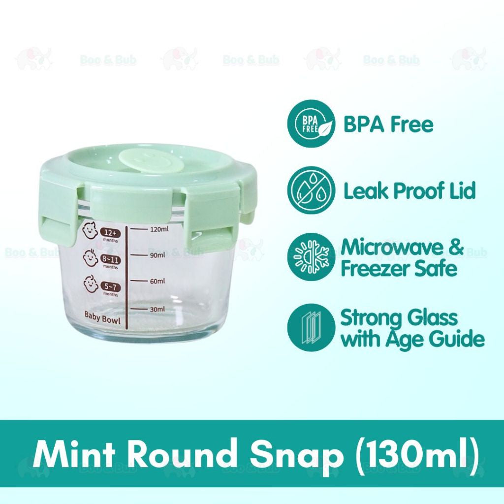 Boo&Bub 170/130ML Glass Baby Food Container Snack Milk Sealed Box Feeding Bowl Container Storage Lead Kotak Makanan - Boo & Bub