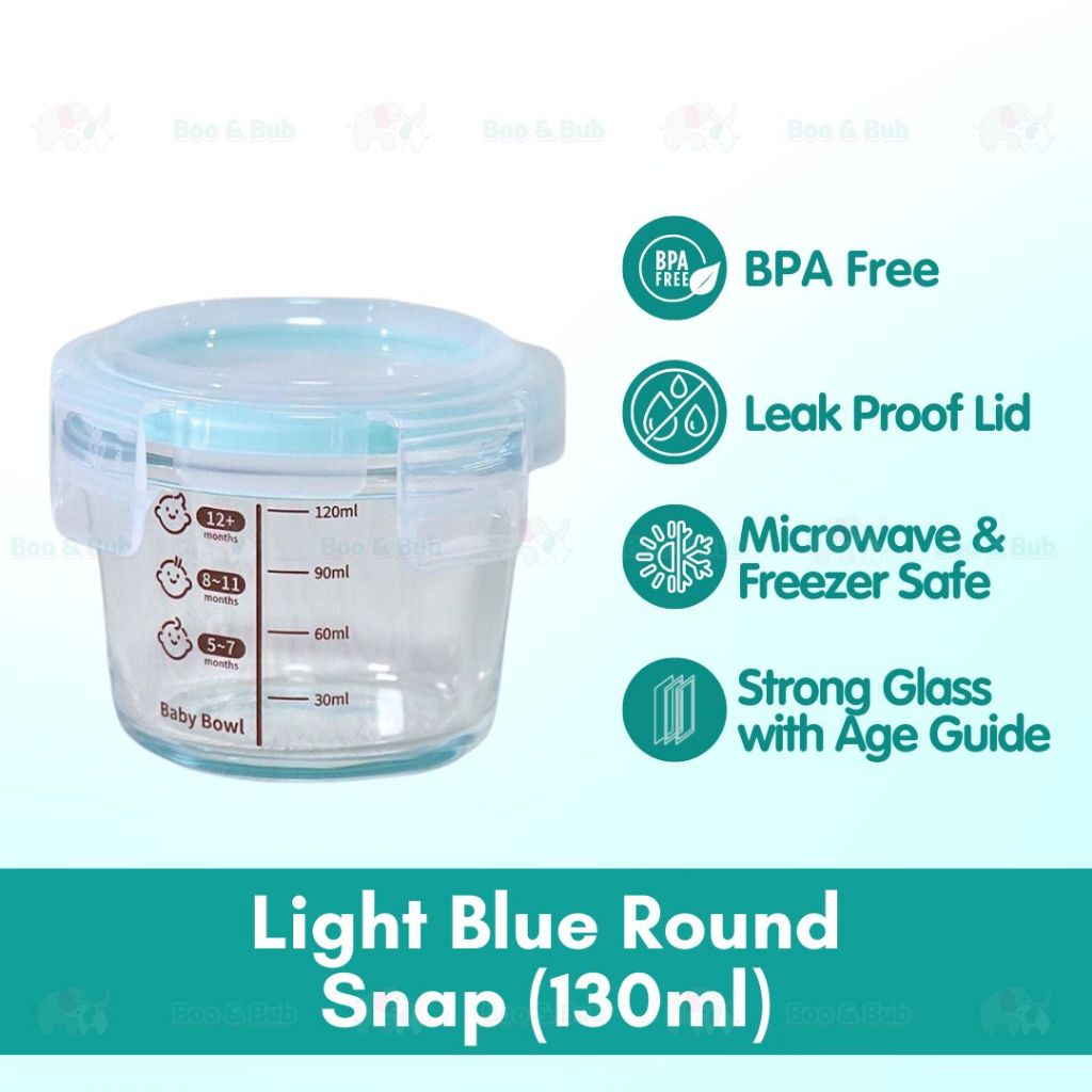 Boo&Bub 170/130ML Glass Baby Food Container Snack Milk Sealed Box Feeding Bowl Container Storage Lead Kotak Makanan - Boo & Bub