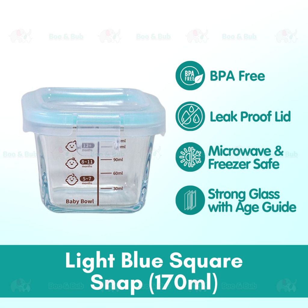 Boo&Bub 170/130ML Glass Baby Food Container Snack Milk Sealed Box Feeding Bowl Container Storage Lead Kotak Makanan - Boo & Bub