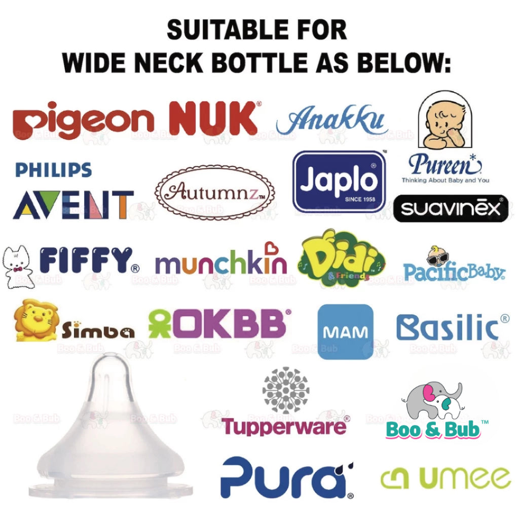 Boo & Bub Nursing Bottle Teat Wide Neck Anti-Colic Avent Teat Peristaltic Teat Standard Thin Natural Teat - Boo & Bub