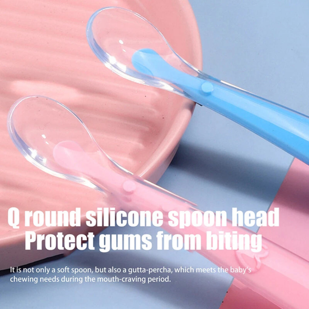 Boo&Bub Flexible Baby spoon and fork set with travel case | Easy to hold utensils for toddler kid feeding dining setkids - Boo & Bub