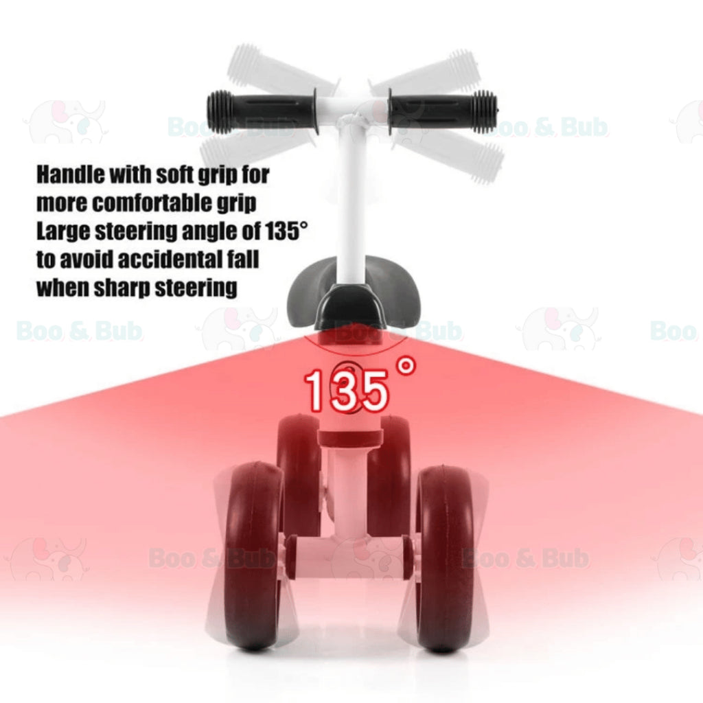 Boo&Bub NEW Kids Balancer Bike | Lightweight Baby Balance Bike Scooter Four wheel Tricycle Ride on Bicycle Outdoor game - Boo & Bub
