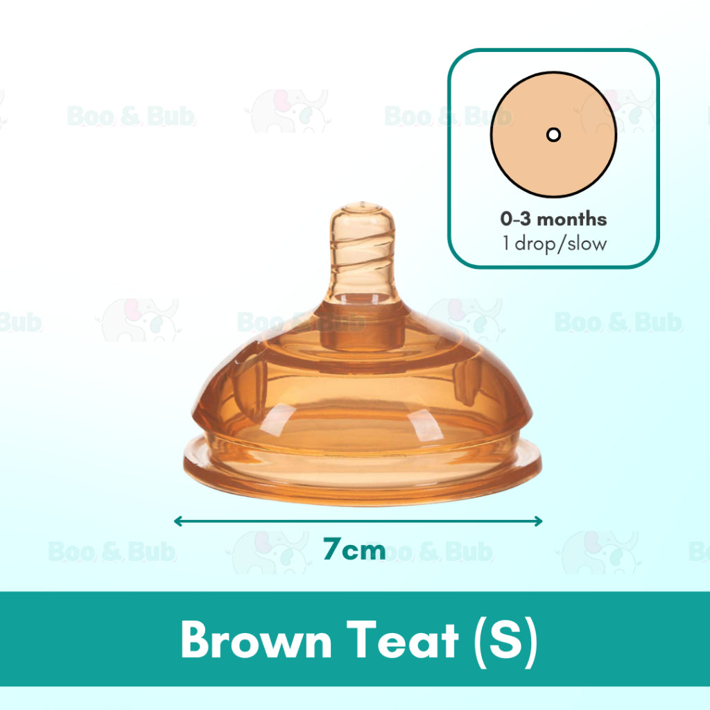 Boo and Bub Brown Silicone Baby Bottle Wide-neck Anti-flatulence Bayi Botol Susu with straw BPA FREE - Boo & Bub