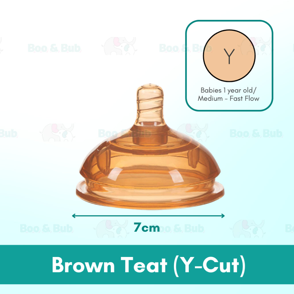 Boo and Bub Brown Silicone Baby Bottle Wide-neck Anti-flatulence Bayi Botol Susu with straw BPA FREE - Boo & Bub