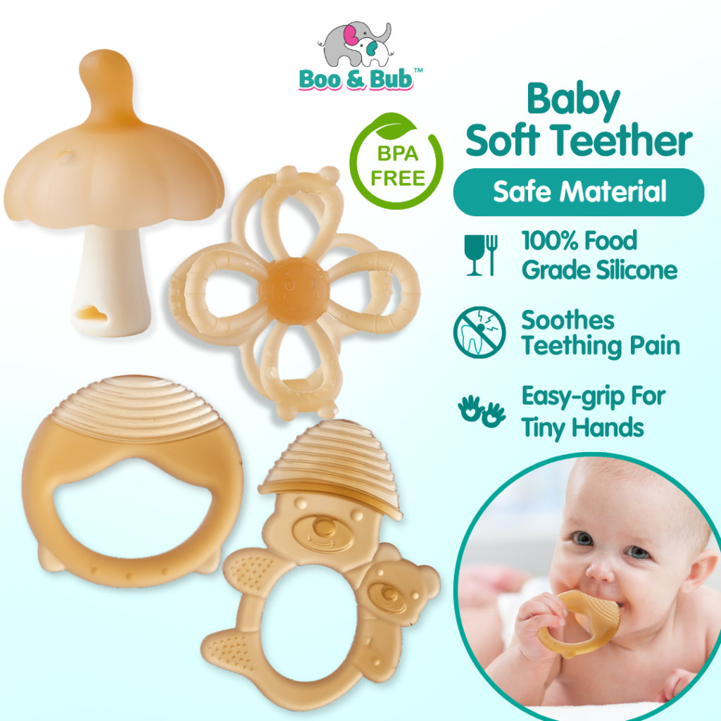 Boo & Bub Baby Soft Teether Silicone Teether BPA-Free Teething Toy Chewing Mainan Gigitan Bayi Teether Bayi Lembut ε©΄εΏζθ½― - Boo & Bub