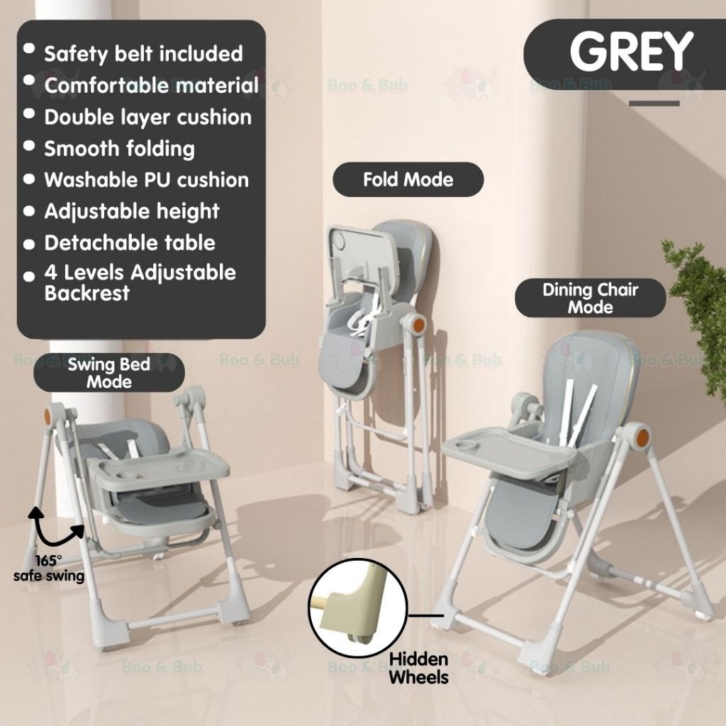 Baby Dining High Chair | Adjustable height Multifunctional Portable Eating Safety Toddler Chair - Boo & Bub
