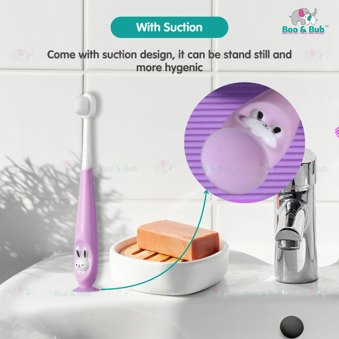 Cartoon Kid Toothbrush | Baby Cleaning Teether Dental Oral Hygiene Care Anti Slide Handle Tooth Brush - Boo & Bub