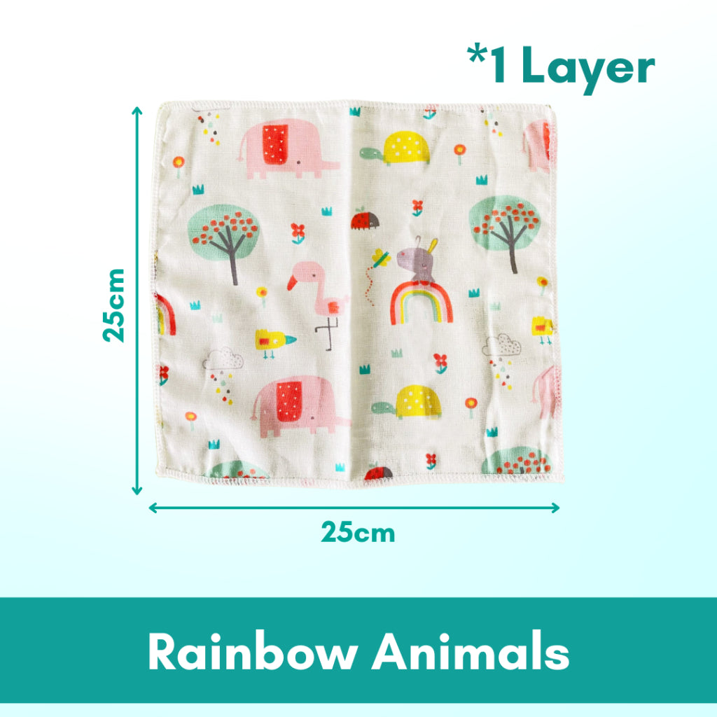 Baby Cotton Soft Cartoon Handkerchief | Newborn Toddler Soft Bath Gauze Feeding Kids Wash 手帕 - Boo & Bub