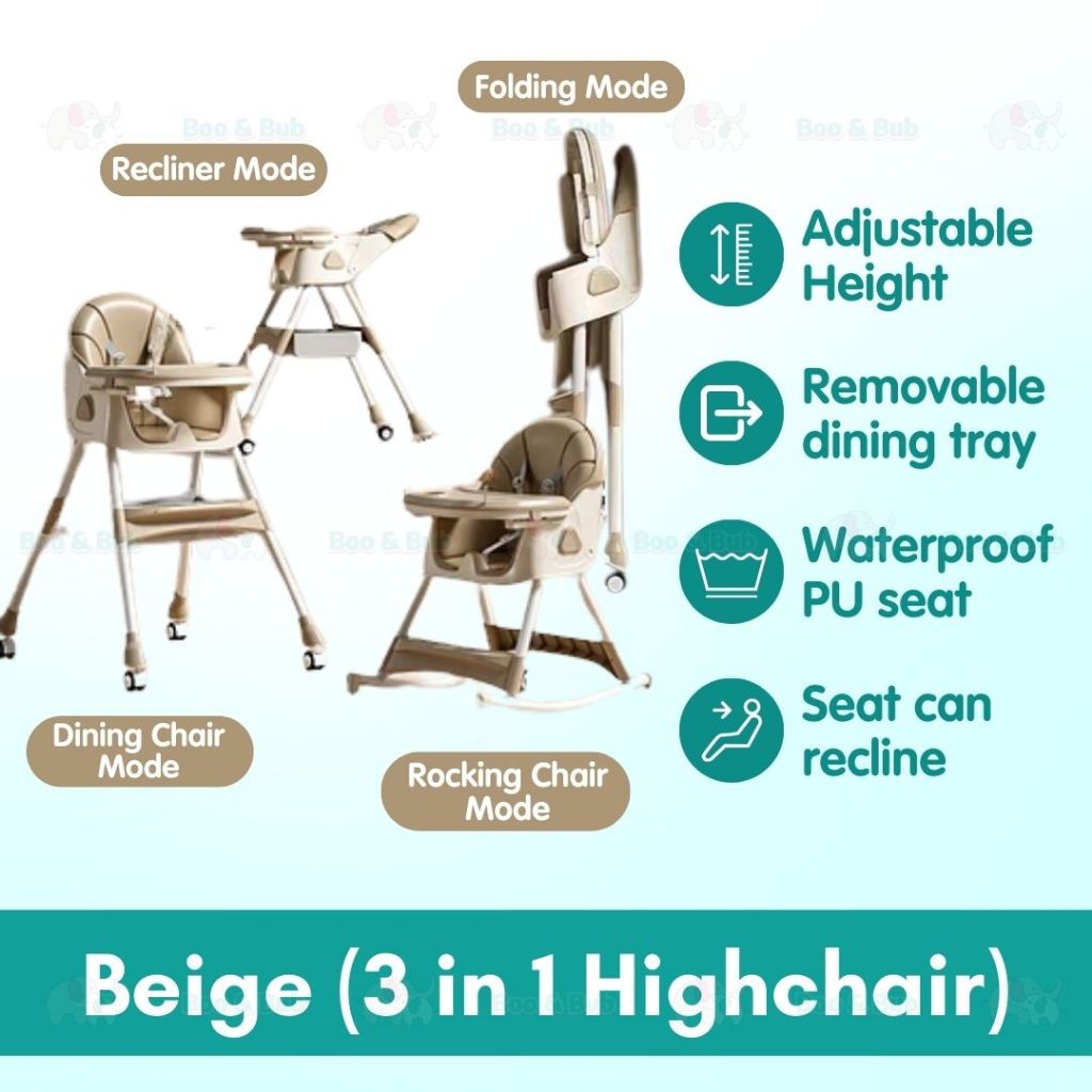 Baby Dining High Chair | Adjustable height Multifunctional Portable Eating Safety Toddler Chair - Boo & Bub
