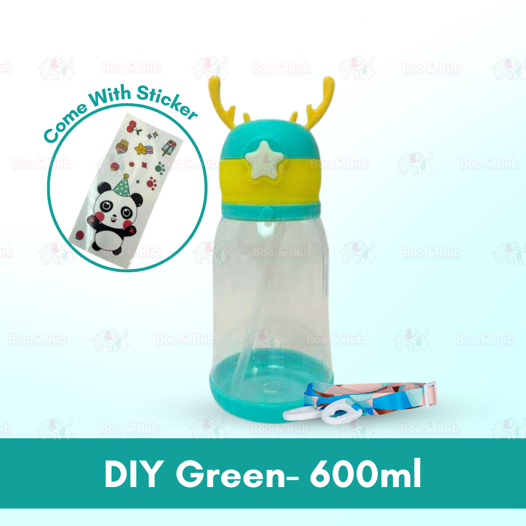 Kids Water Bottle BPA FREE 480ml with Drinking Straw Water Tumbler |  Leakproof Water Bottles Outdoor School - Boo & Bub