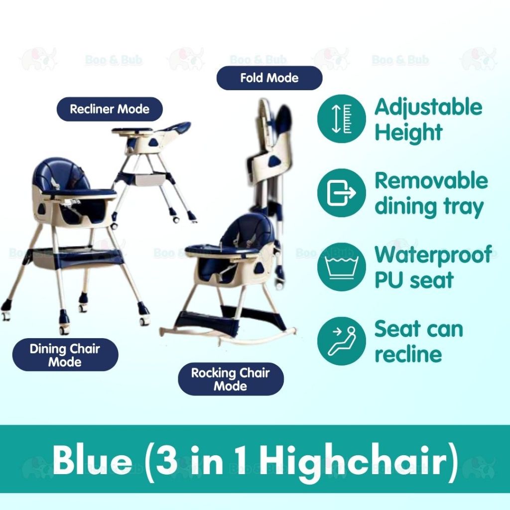Baby Dining High Chair | Adjustable height Multifunctional Portable Eating Safety Toddler Chair - Boo & Bub