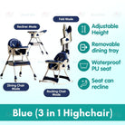 Baby Dining High Chair | Adjustable height Multifunctional Portable Eating Safety Toddler Chair - Boo & Bub