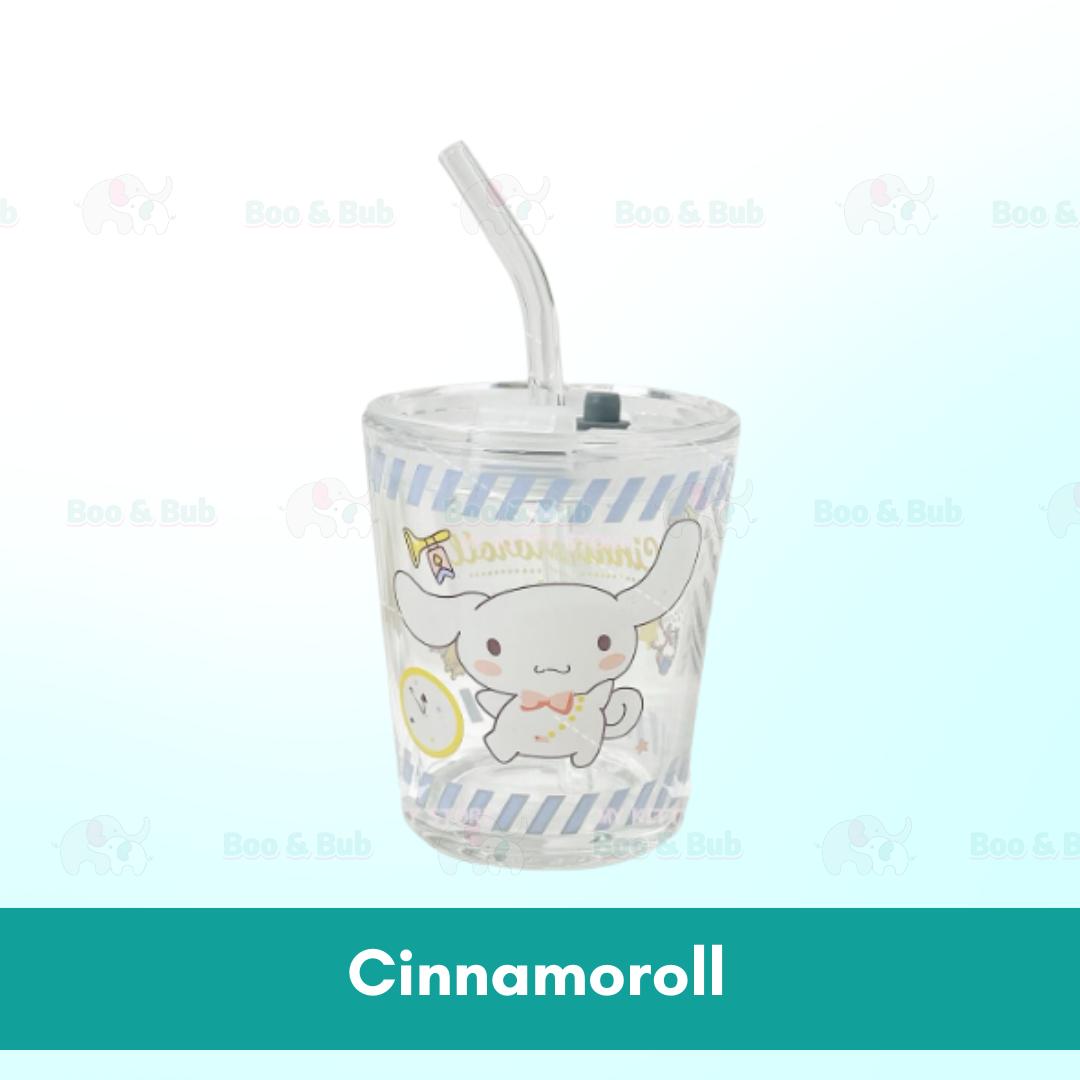 400ml Milk Cup with Cover Silicone straw | Training Glass Mug Baby Dinosaur Unicorn Water Bottle Heat-Resistant - Boo & Bub