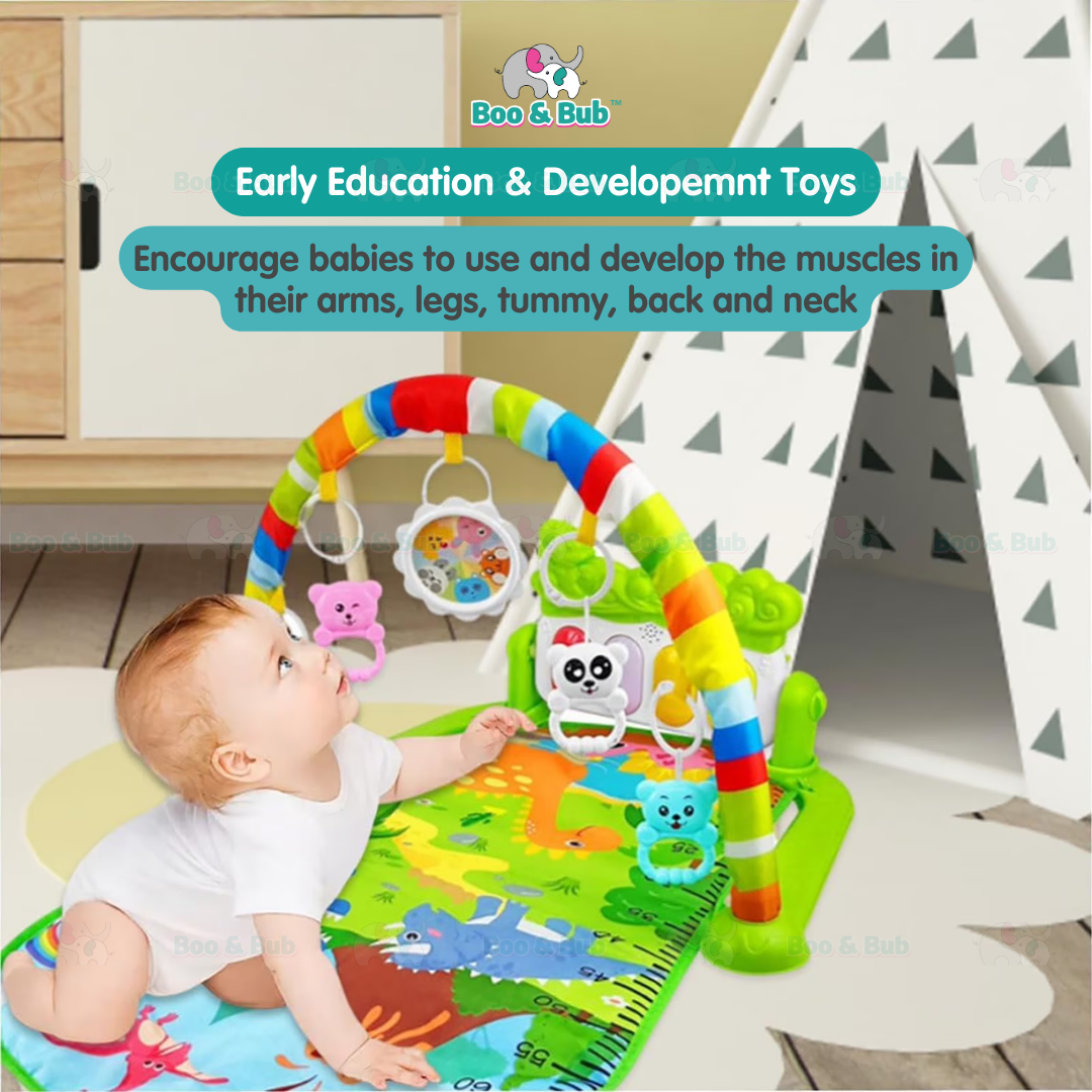 Music Baby Gym Piano Play Mat | Infant Crawling Activity Bed Toddler Exercise Fitness Rattle | Tilam Mainan Bayi - Boo & Bub